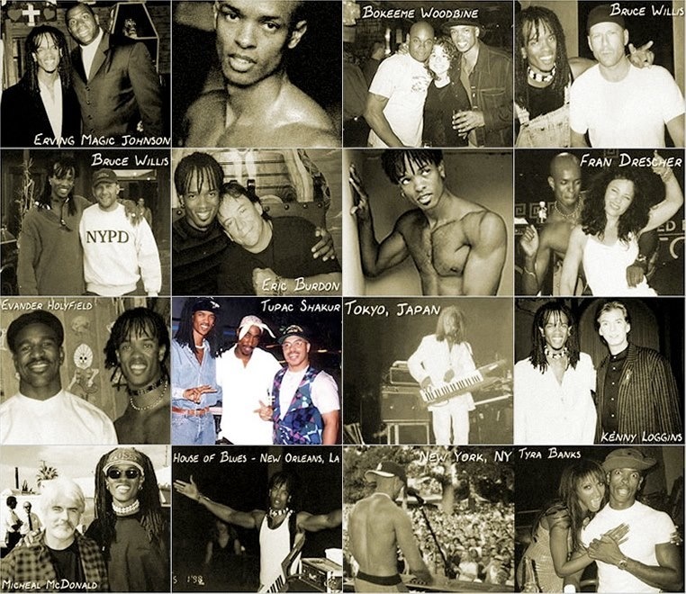 A personal collage of Ray Brown’s entertainment years, with performance photographs and handwritten names.