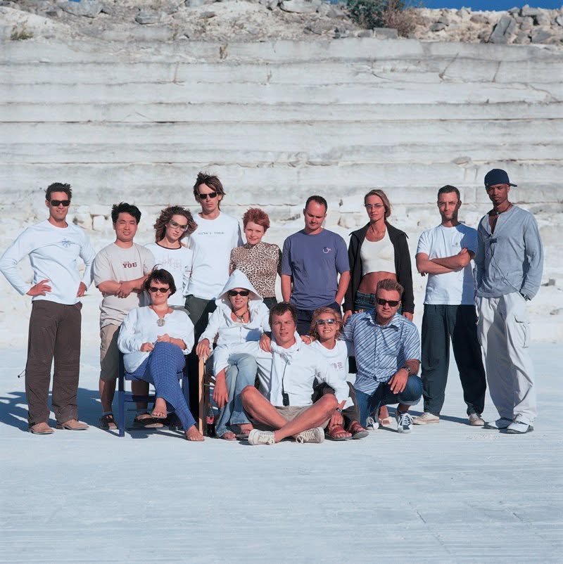 Ray Brown with the Euroad clothing campaign team in Budapest in the 2000s.
